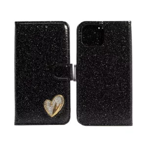 Shiny Leather Glitter Book Case for iPhone 11 Pro Max black