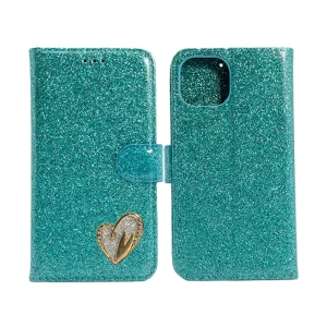 Shiny Leather Glitter Book Case for iPhone 12 Pro Max green