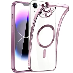 iPhone 15 Plus Silicon Mag safe Clear Case silver